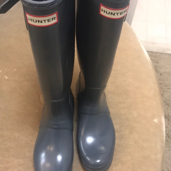 Hunter rain boots tall slim gray size 9 never worn - Picture 1 of 3